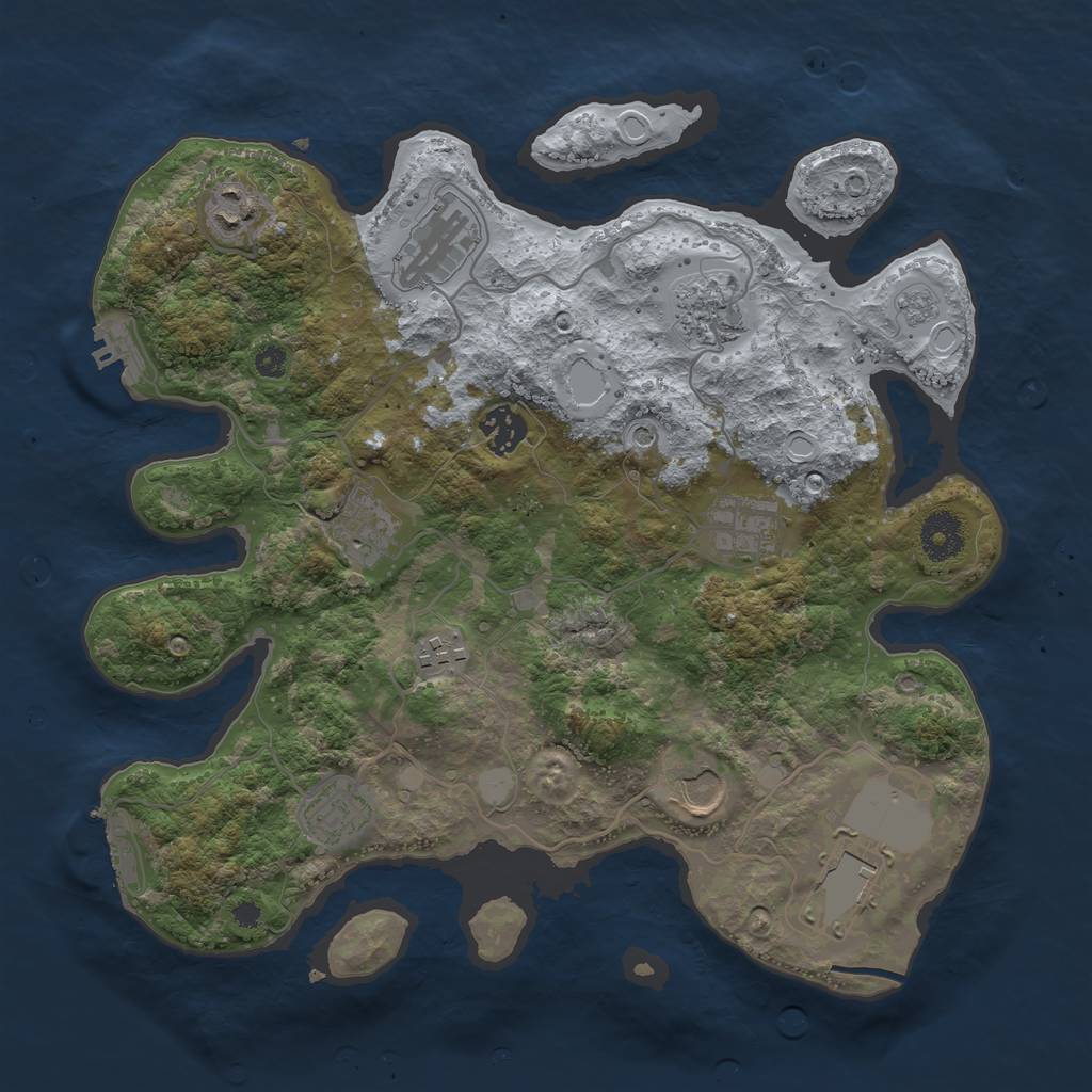 Rust Map: Procedural Map, Size: 3500, Seed: 361384725, 19 Monuments