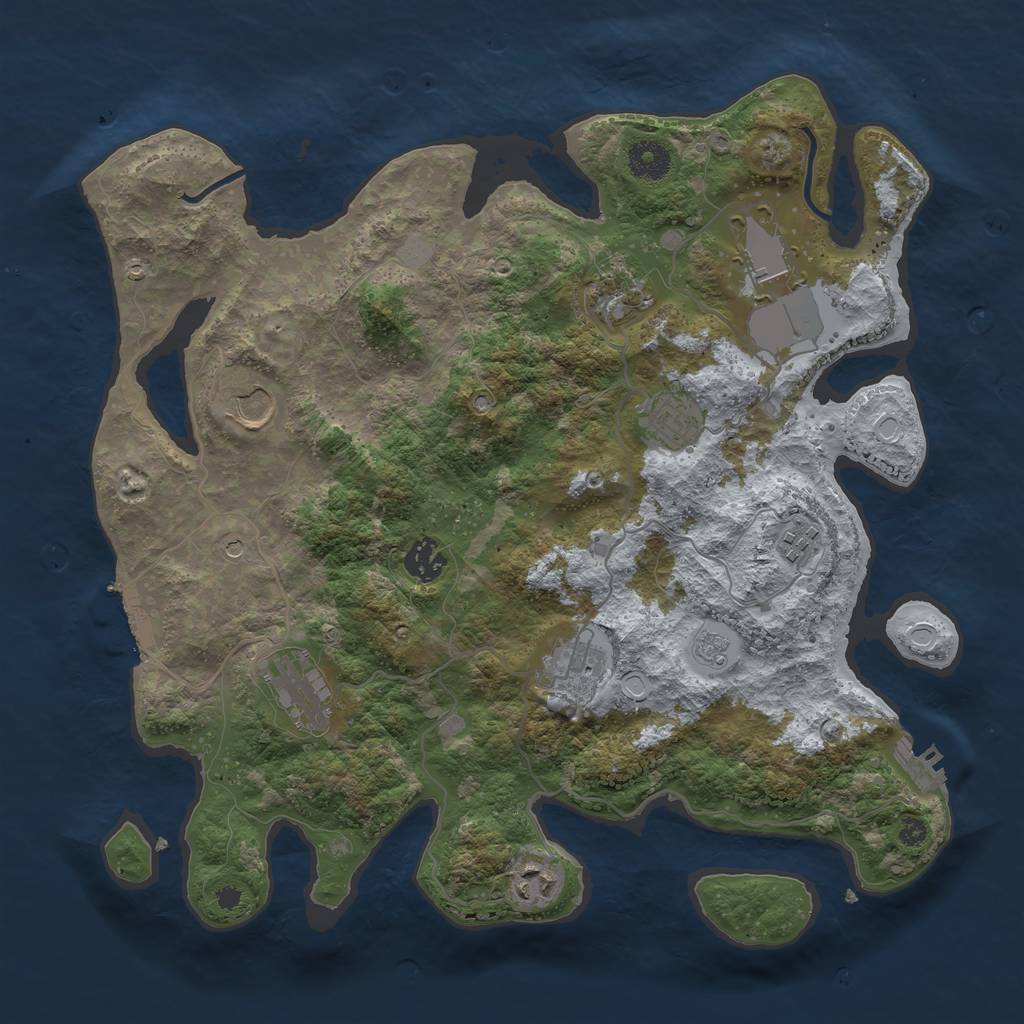 Rust Map: Procedural Map, Size: 3700, Seed: 1791, 18 Monuments