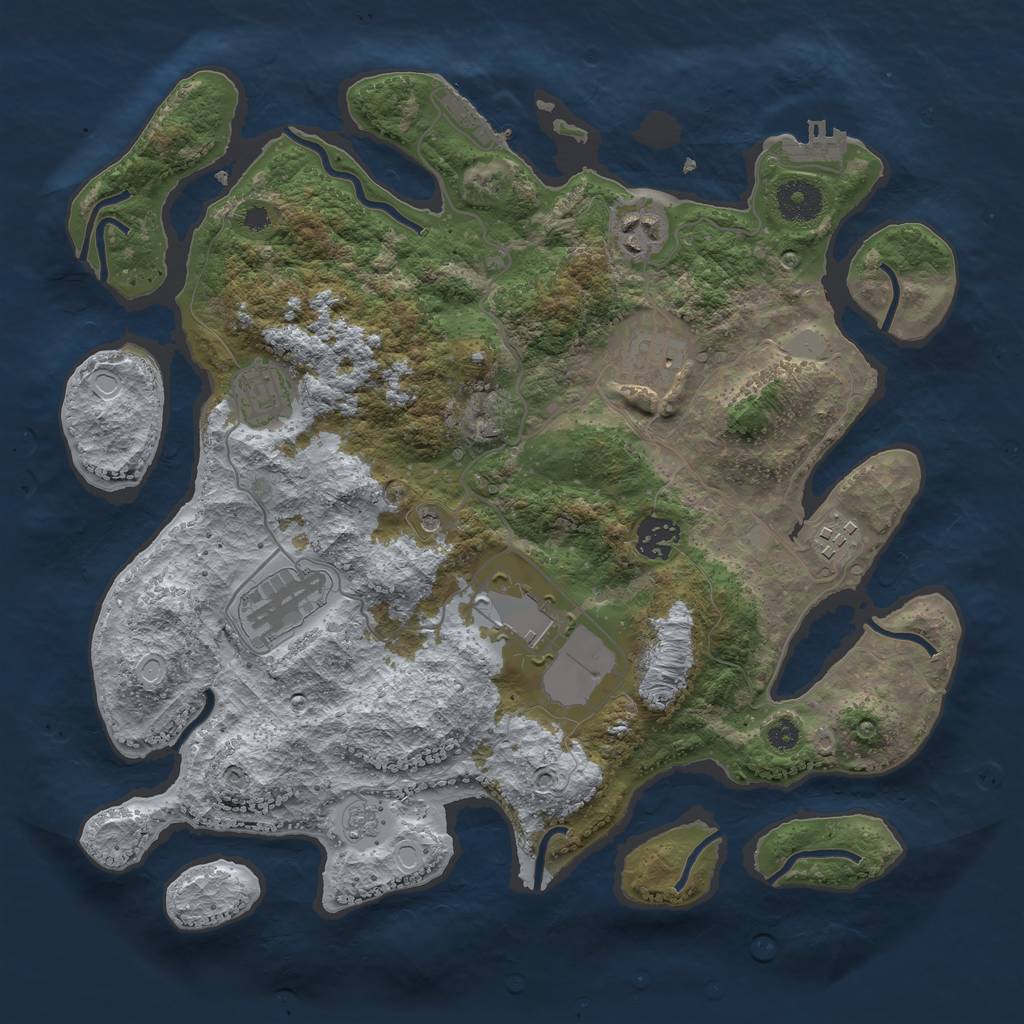 Rust Map: Procedural Map, Size: 3500, Seed: 145206582, 16 Monuments