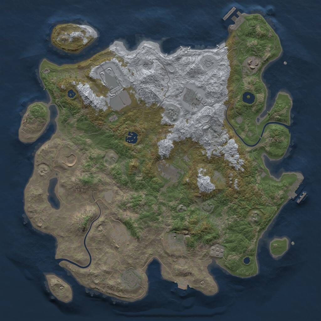 Rust Map: Procedural Map, Size: 3950, Seed: 18417178, 16 Monuments