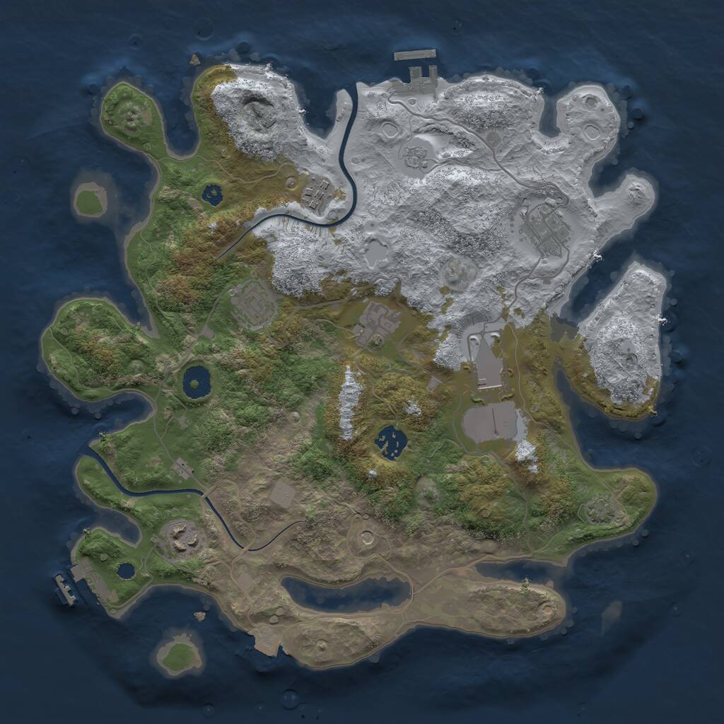 Rust Map: Procedural Map, Size: 3500, Seed: 895164, 13 Monuments