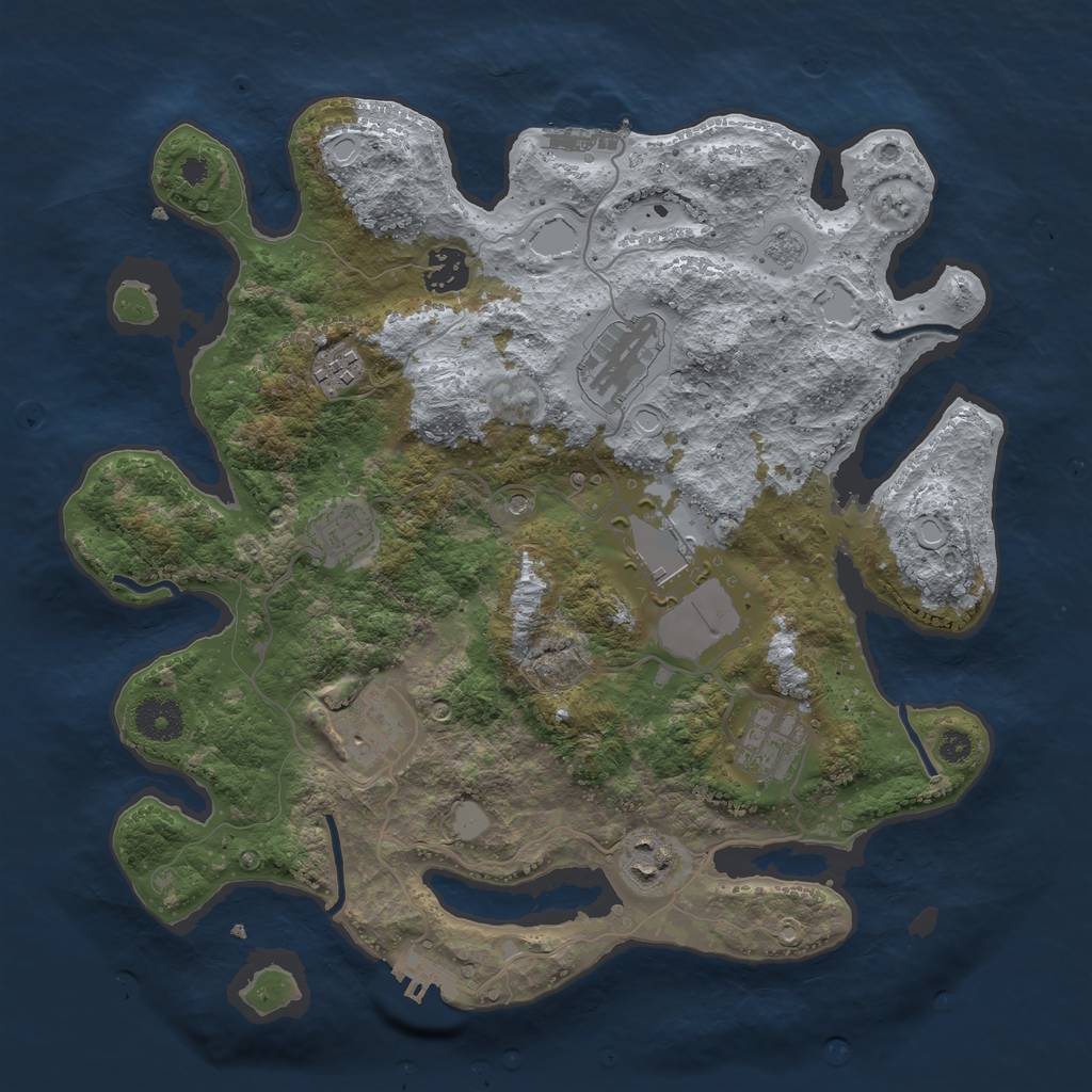 Rust Map: Procedural Map, Size: 3500, Seed: 895164, 17 Monuments