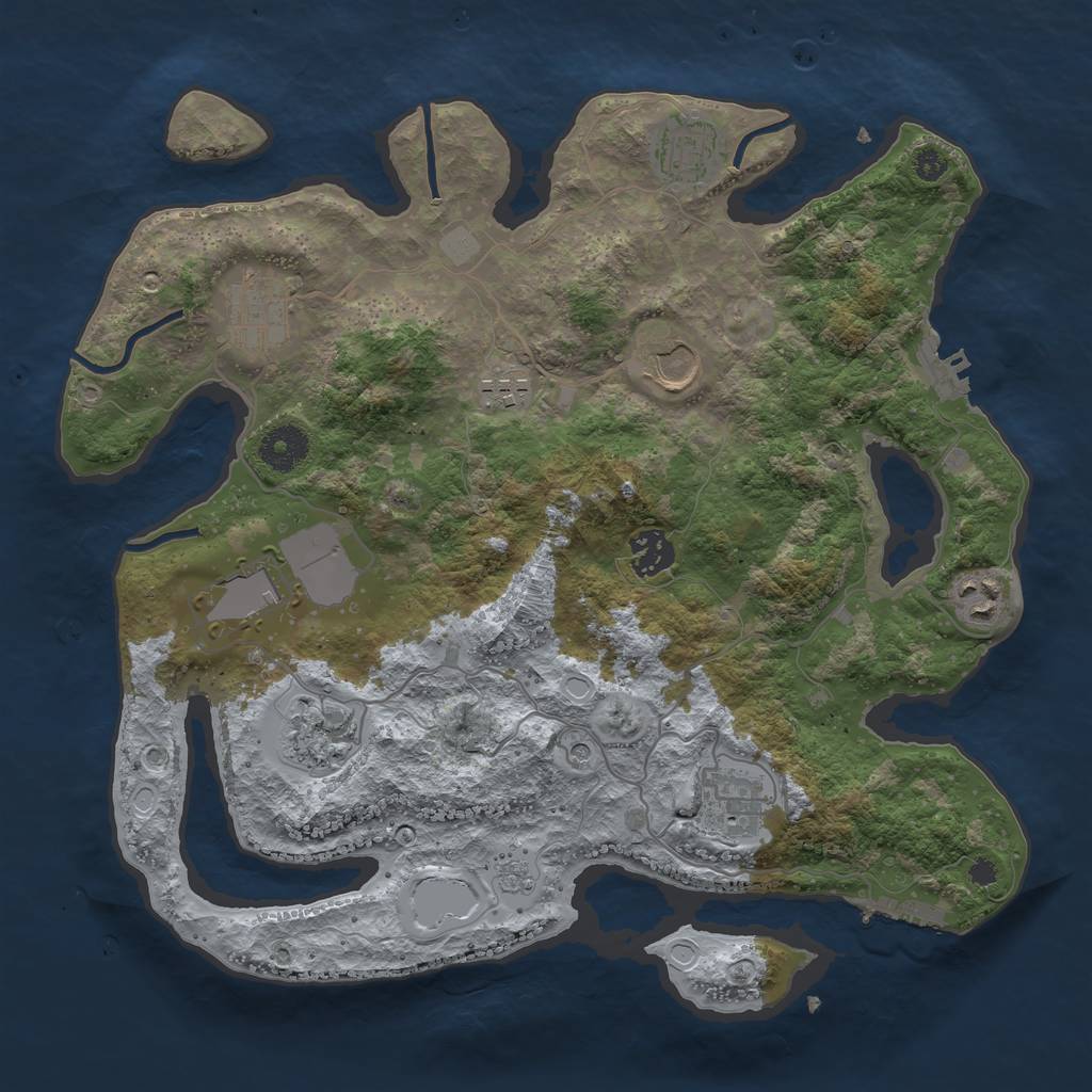 Rust Map: Procedural Map, Size: 3500, Seed: 695312131, 18 Monuments