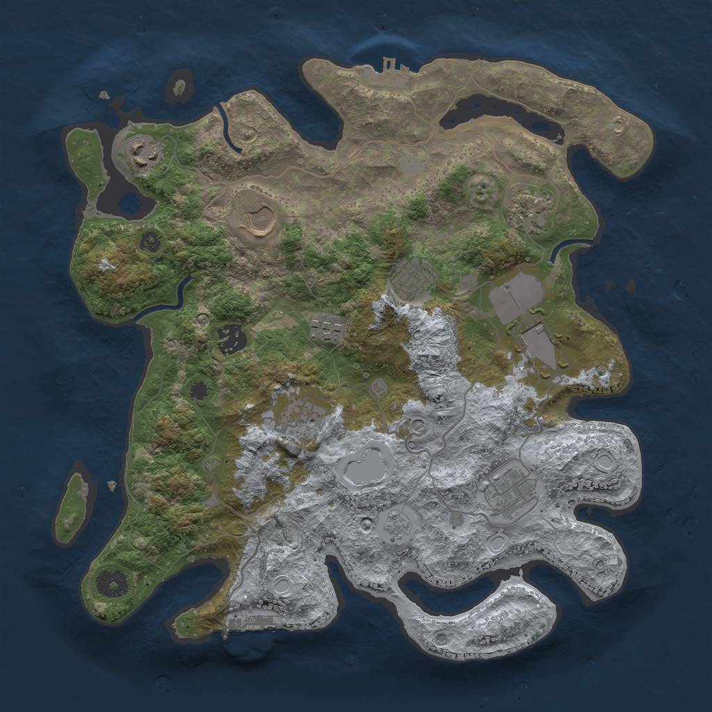Rust Map: Procedural Map, Size: 3500, Seed: 1538174969, 18 Monuments