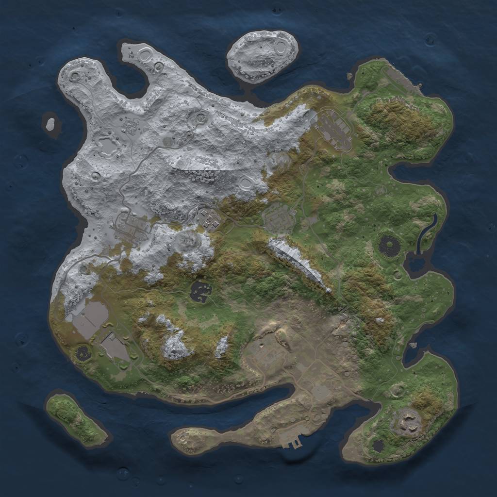Rust Map: Procedural Map, Size: 3500, Seed: 39304439, 17 Monuments