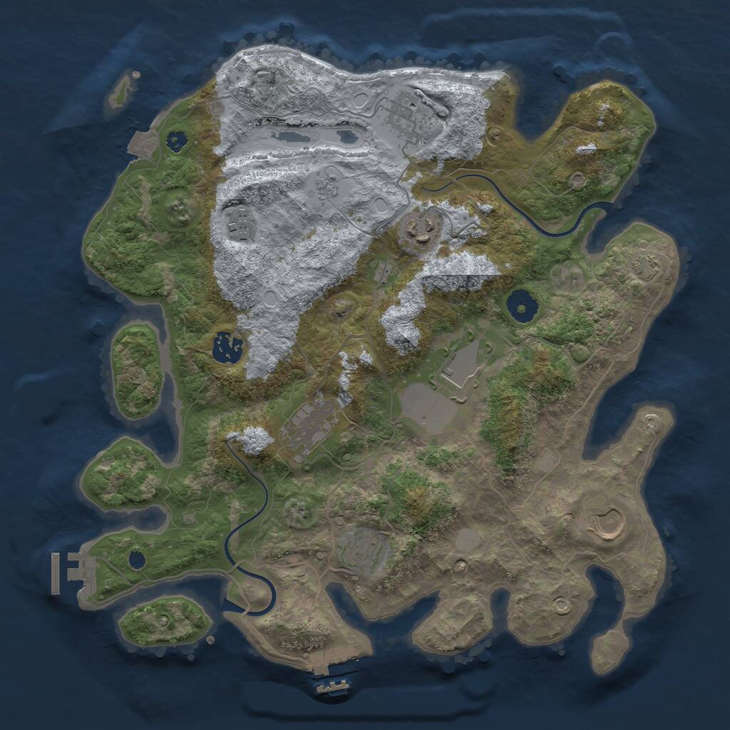 Rust Map: Procedural Map, Size: 3500, Seed: 53985388, 13 Monuments