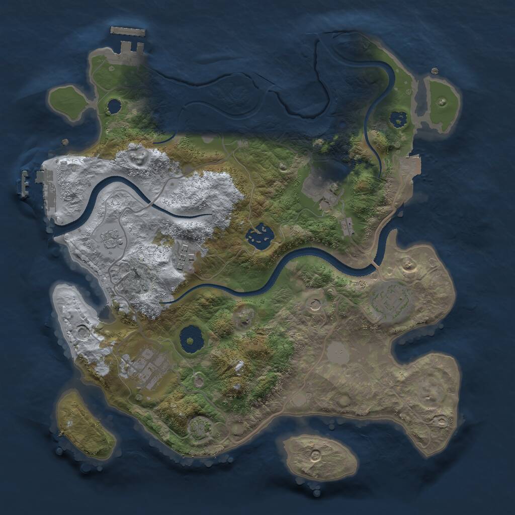 Rust Map: Procedural Map, Size: 3001, Seed: 100816564, 11 Monuments