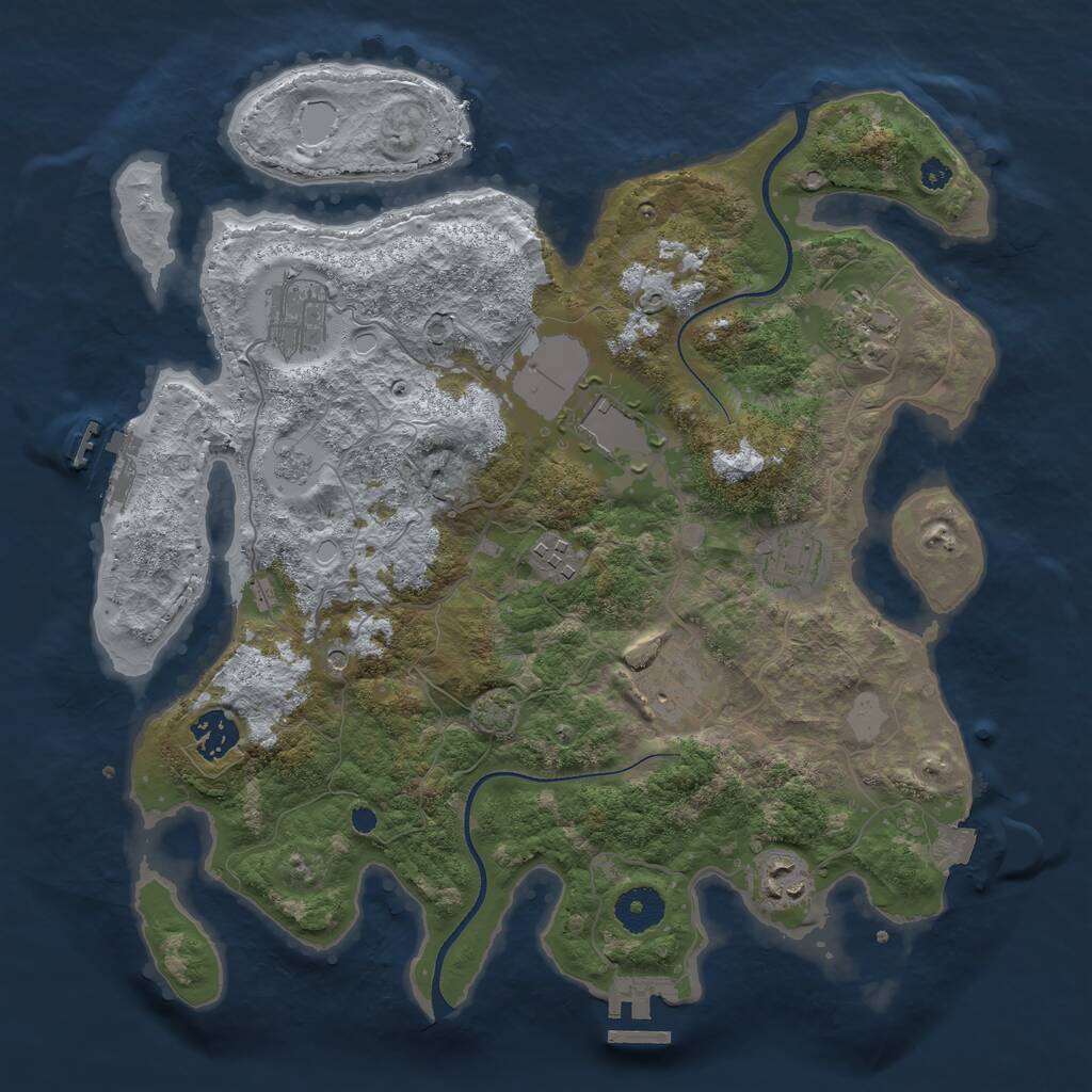 Rust Map: Procedural Map, Size: 3500, Seed: 63953810, 14 Monuments