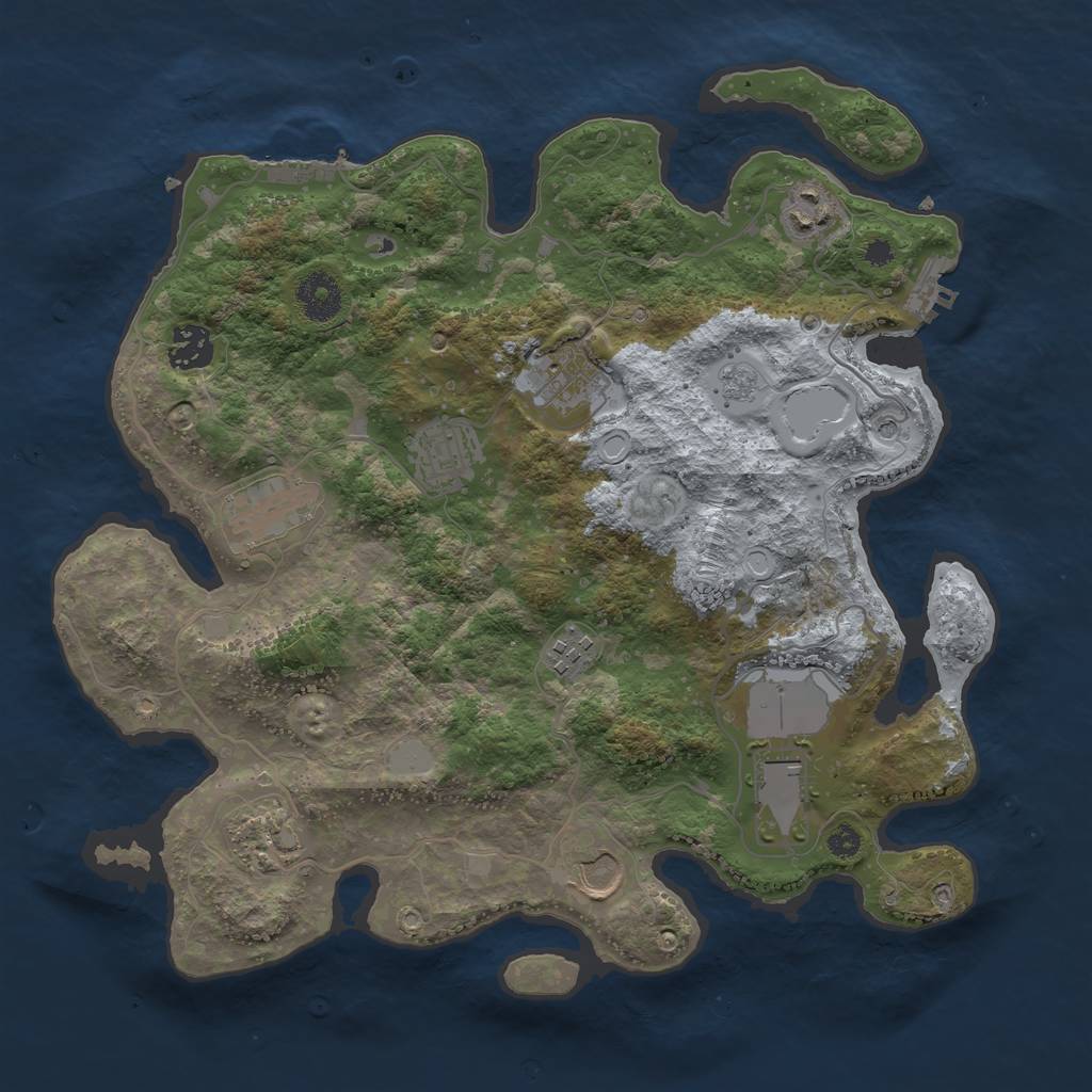 Rust Map: Procedural Map, Size: 3500, Seed: 1697652797, 18 Monuments