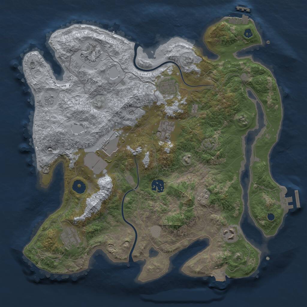 Rust Map: Procedural Map, Size: 3500, Seed: 5687142, 14 Monuments