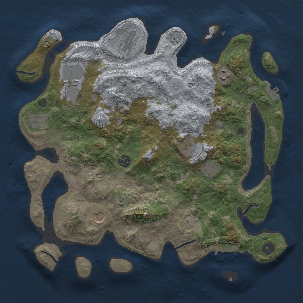 Rust Map: Procedural Map, Size: 3800, Seed: 333104091, 18 Monuments