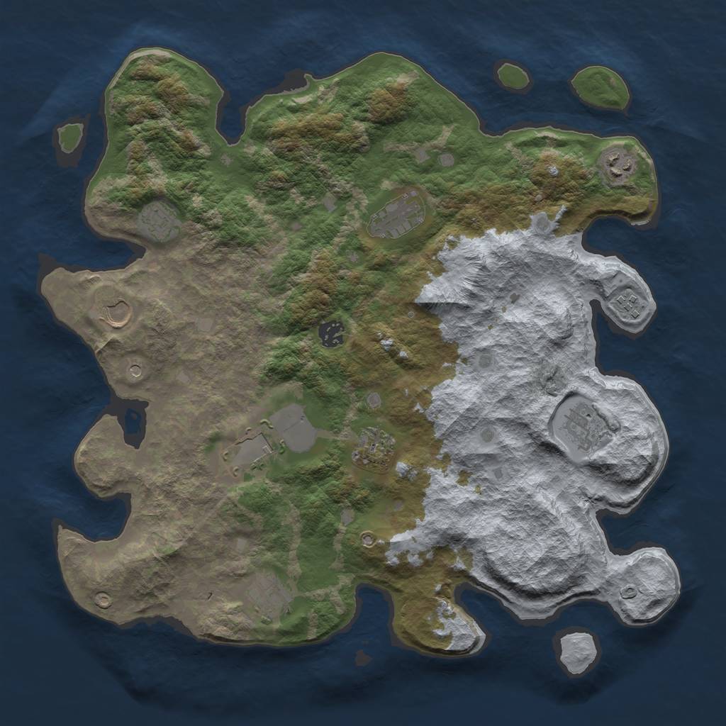 Rust Map: Barren, Size: 4000, Seed: 540690514, 13 Monuments