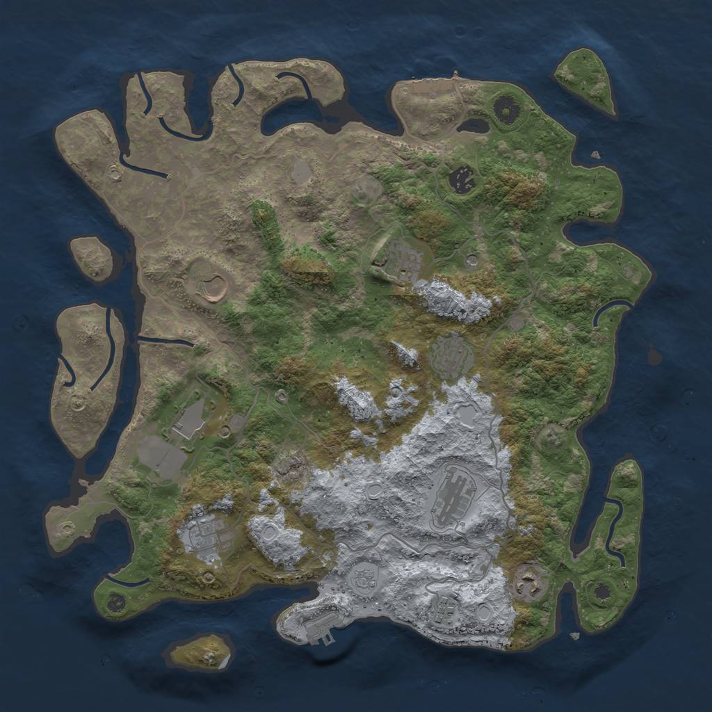 Rust Map: Procedural Map, Size: 4000, Seed: 1277927131, 18 Monuments