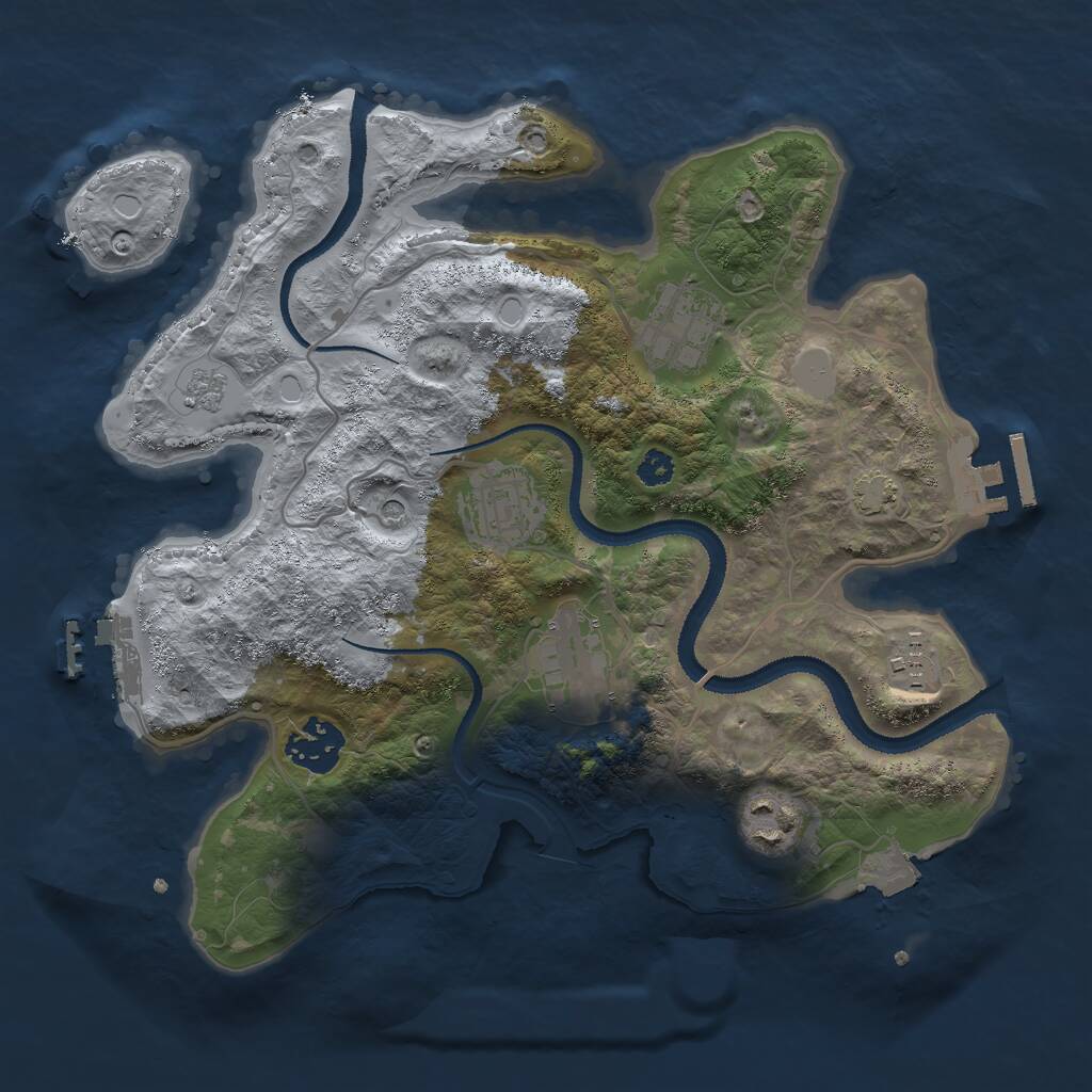 Rust Map: Procedural Map, Size: 3000, Seed: 73064242, 12 Monuments