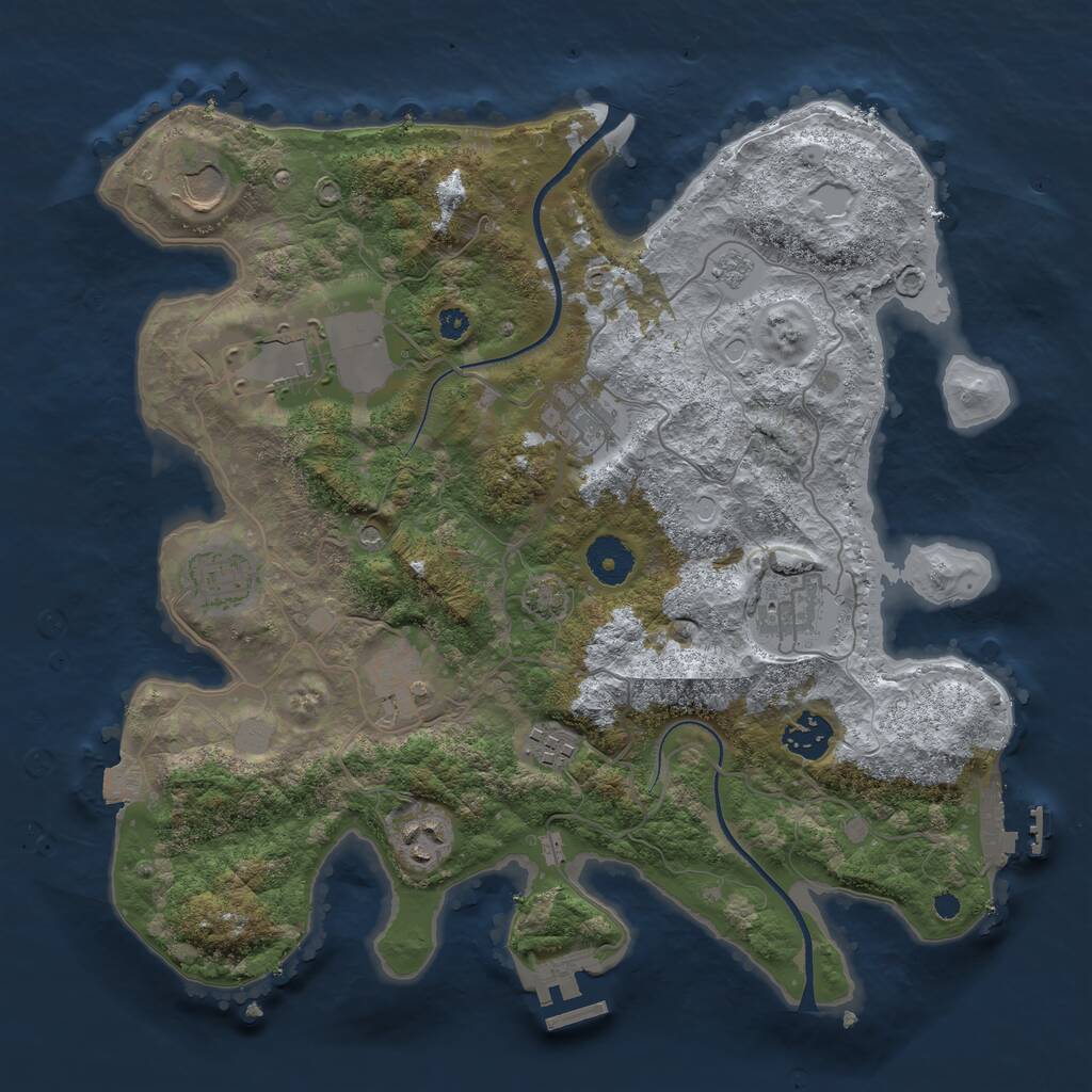 Rust Map: Procedural Map, Size: 3500, Seed: 1773359764, 15 Monuments