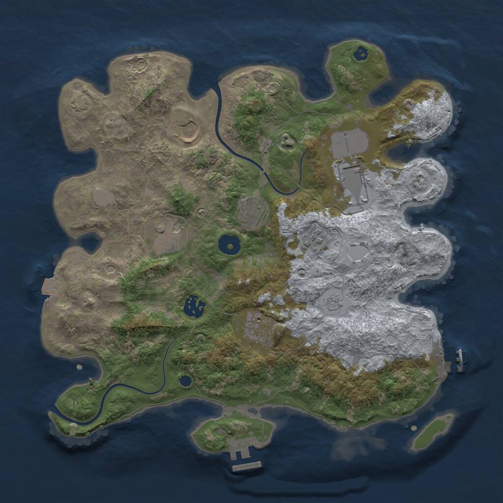 Rust Map: Procedural Map, Size: 3500, Seed: 56893996, 13 Monuments