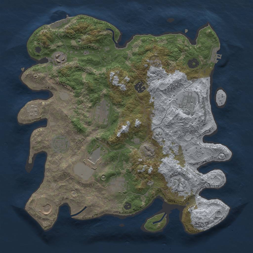 Rust Map: Procedural Map, Size: 3500, Seed: 18240438, 19 Monuments