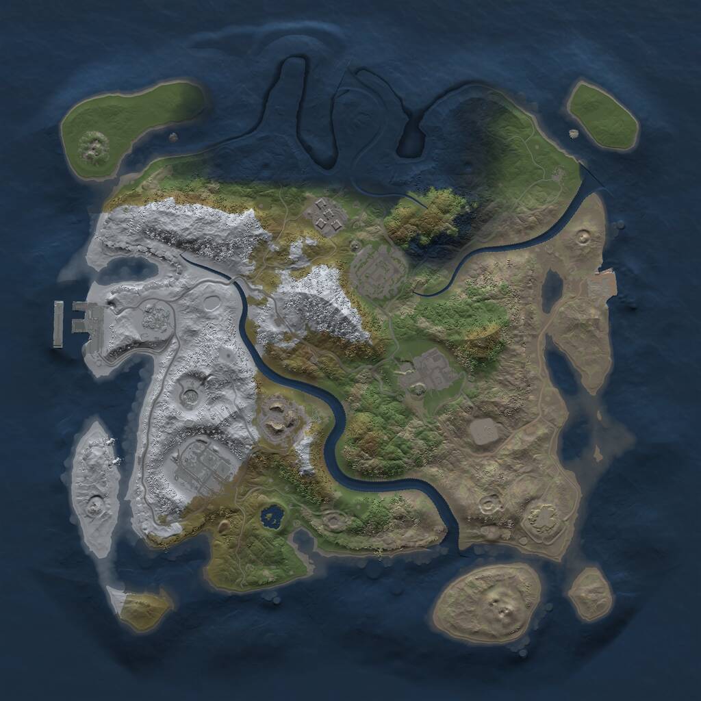 Rust Map: Procedural Map, Size: 3000, Seed: 101045858, 10 Monuments