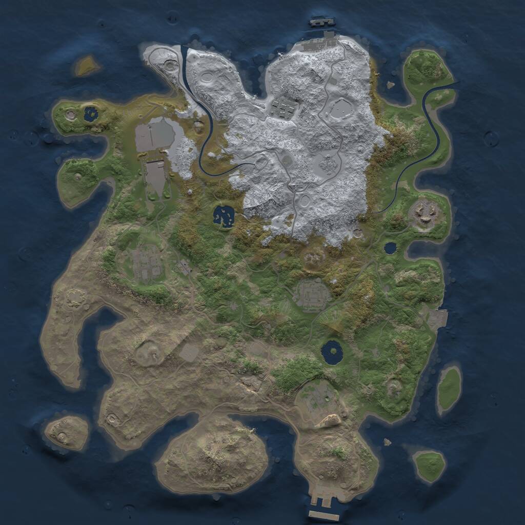Rust Map: Procedural Map, Size: 3500, Seed: 1163751147, 13 Monuments