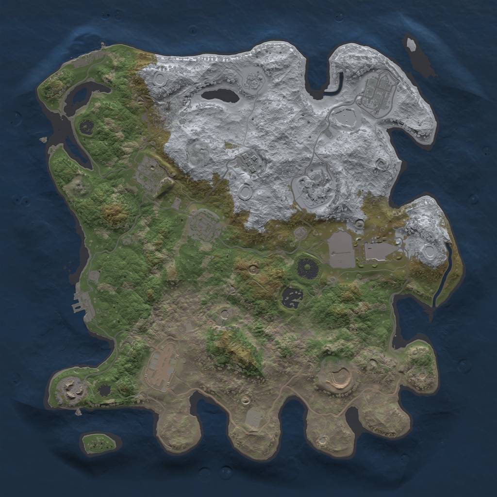 Rust Map: Procedural Map, Size: 3500, Seed: 1940057873, 19 Monuments