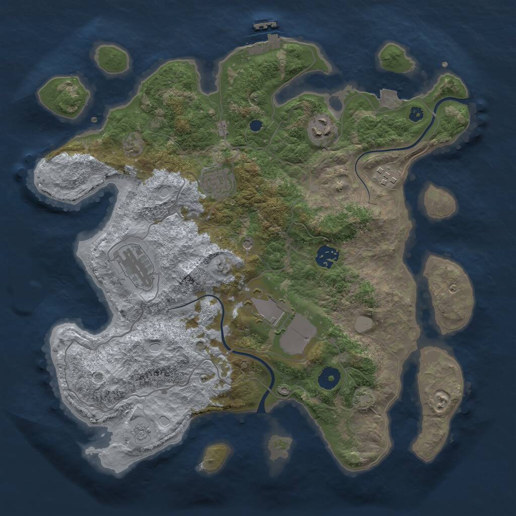 Rust Map: Procedural Map, Size: 3500, Seed: 1911608526, 11 Monuments