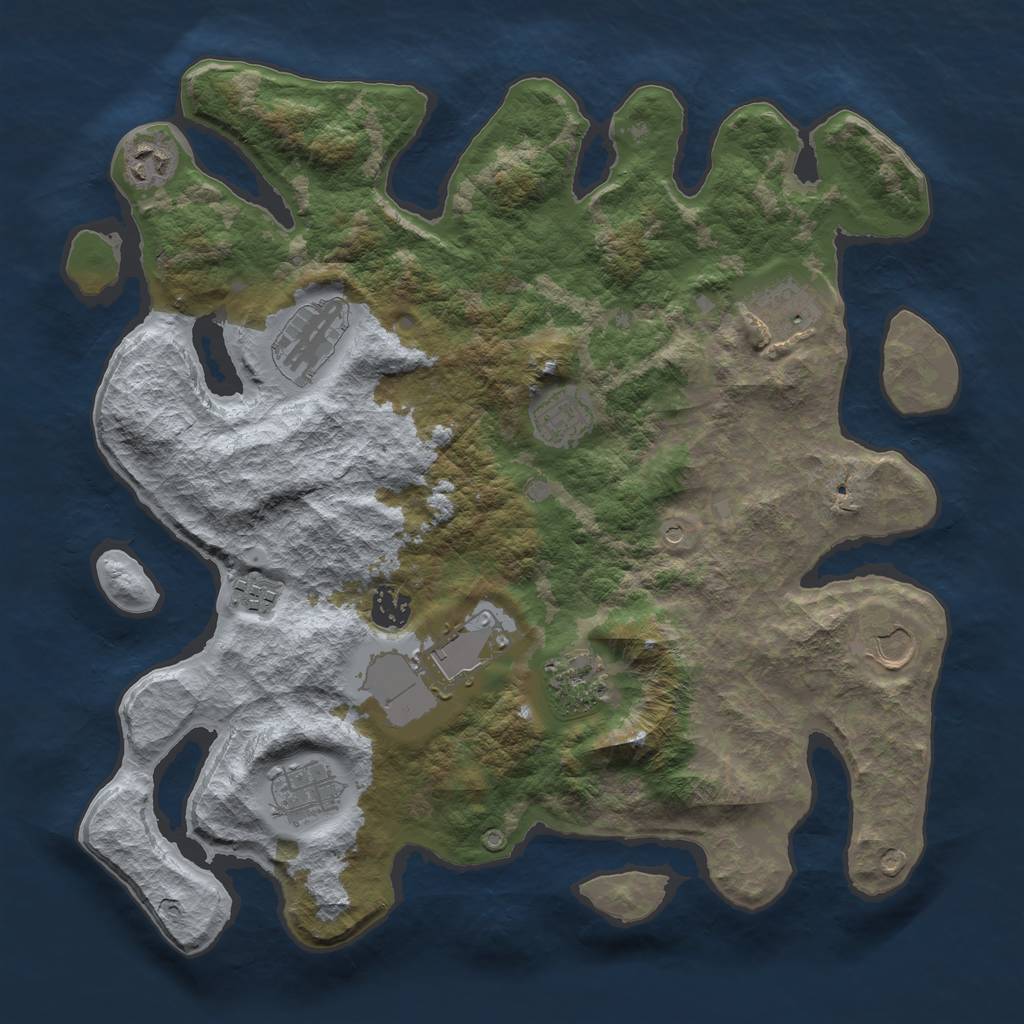 Rust Map: Barren, Size: 3700, Seed: 13911296, 13 Monuments