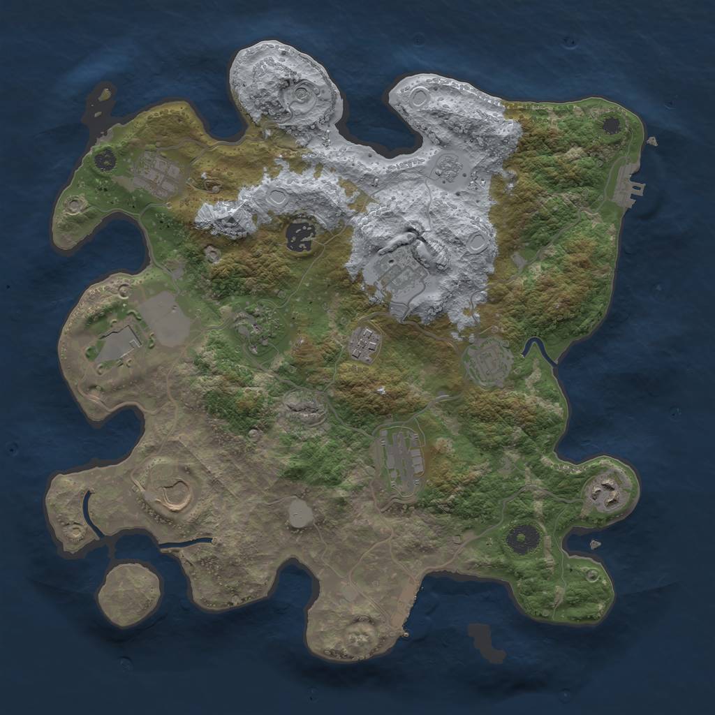 Rust Map: Procedural Map, Size: 3500, Seed: 1328268840, 19 Monuments