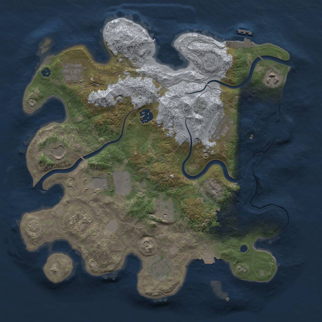 Rust Map: Procedural Map, Size: 3500, Seed: 1328268840, 16 Monuments