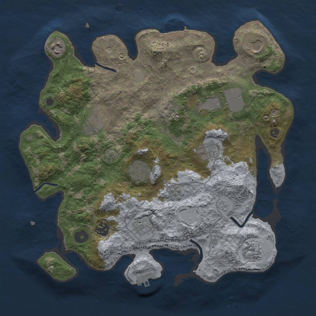 Rust Map: Procedural Map, Size: 3500, Seed: 1955595853, 19 Monuments