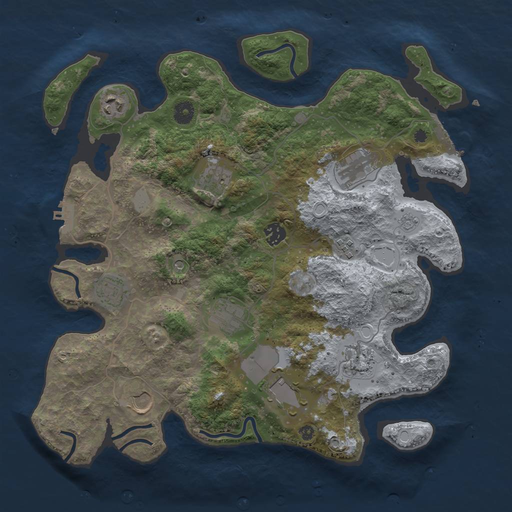 Rust Map: Procedural Map, Size: 3500, Seed: 441135216, 19 Monuments