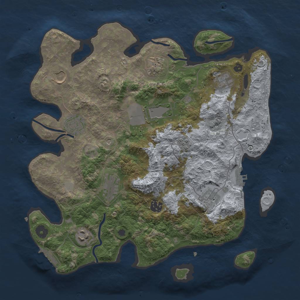 Rust Map: Procedural Map, Size: 3600, Seed: 39913668, 19 Monuments