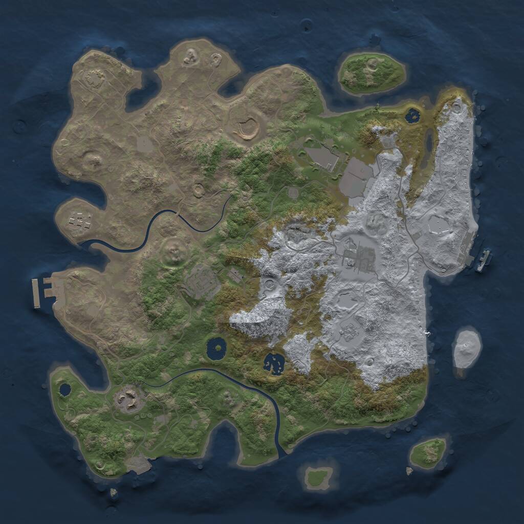 Rust Map: Procedural Map, Size: 3600, Seed: 39913668, 13 Monuments