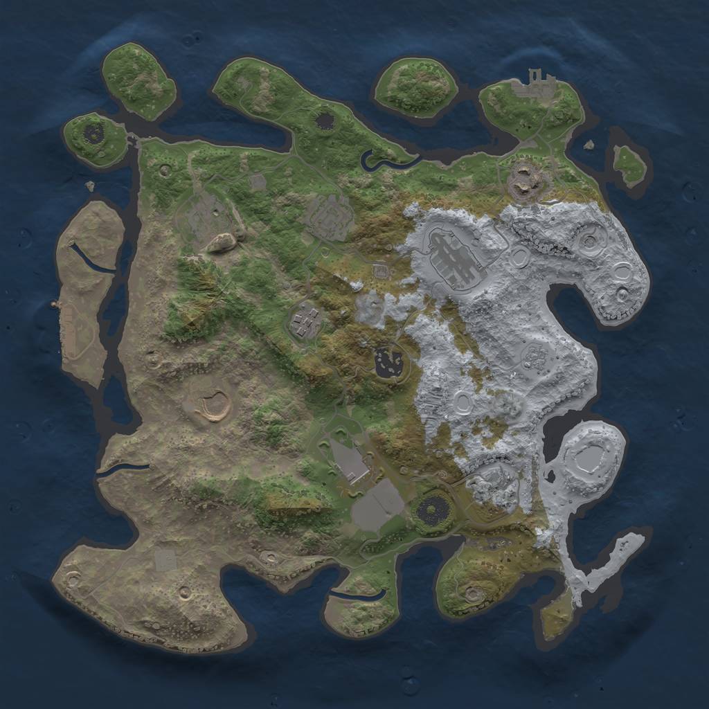 Rust Map: Procedural Map, Size: 3500, Seed: 4968421, 18 Monuments