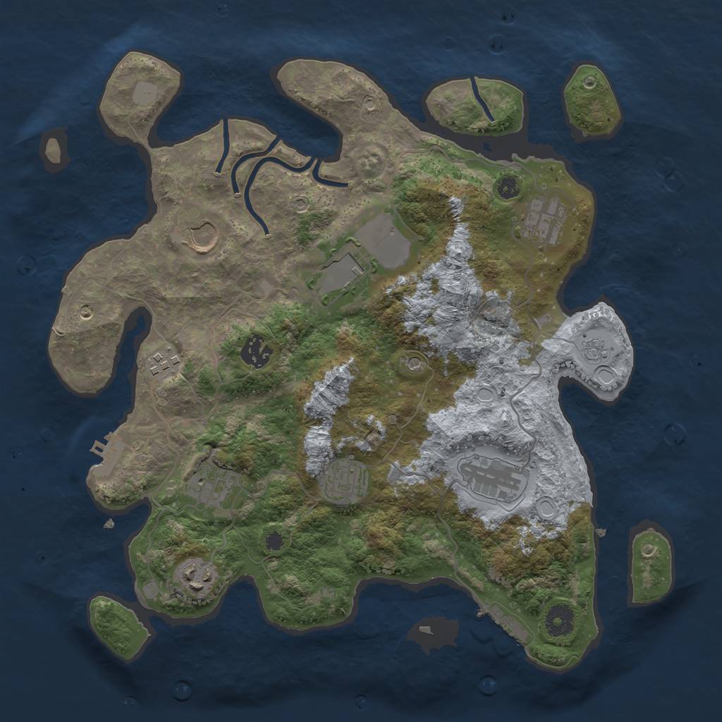 Rust Map: Procedural Map, Size: 3500, Seed: 8763, 18 Monuments