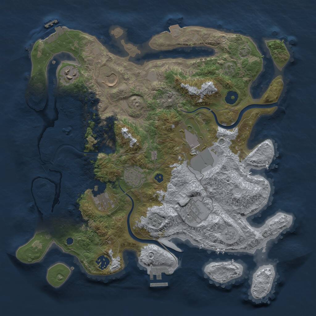 Rust Map: Procedural Map, Size: 3600, Seed: 103402238, 14 Monuments