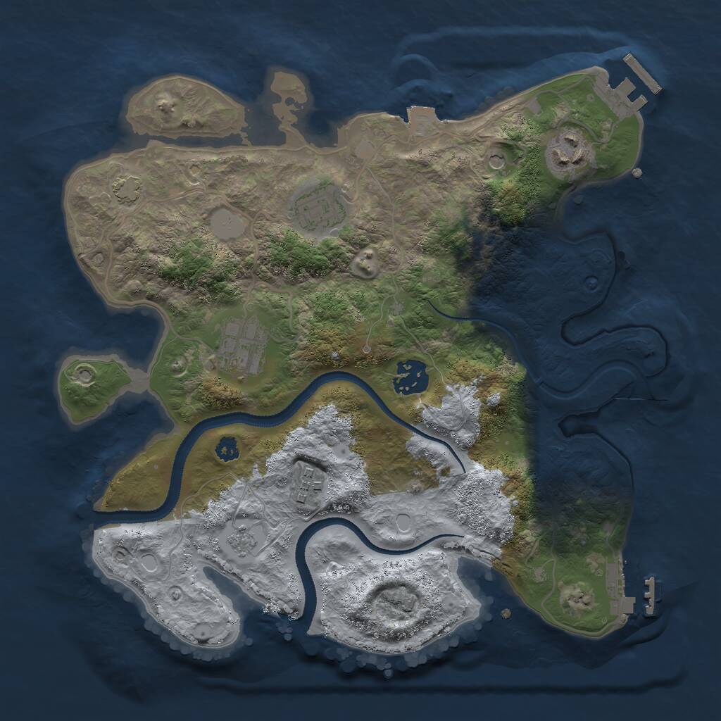 Rust Map: Procedural Map, Size: 3000, Seed: 1074452200, 11 Monuments