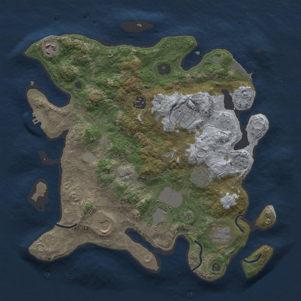 Rust Map: Procedural Map, Size: 3500, Seed: 103076, 17 Monuments