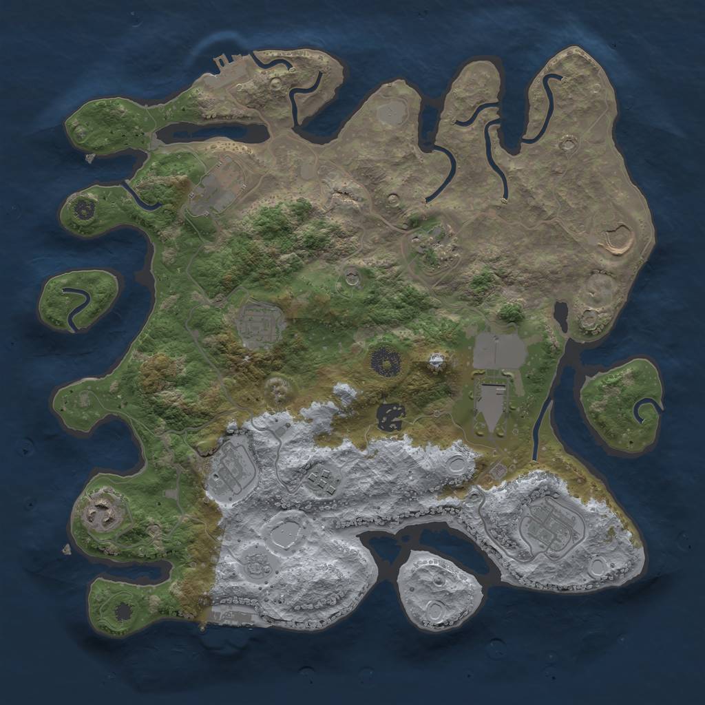 Rust Map: Procedural Map, Size: 3500, Seed: 1532661811, 19 Monuments