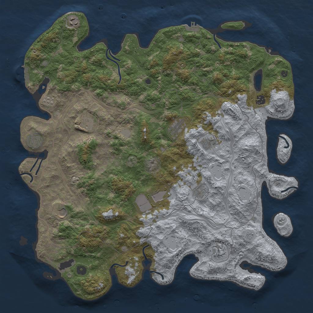 Rust Map: Procedural Map, Size: 4800, Seed: 1030427388, 18 Monuments