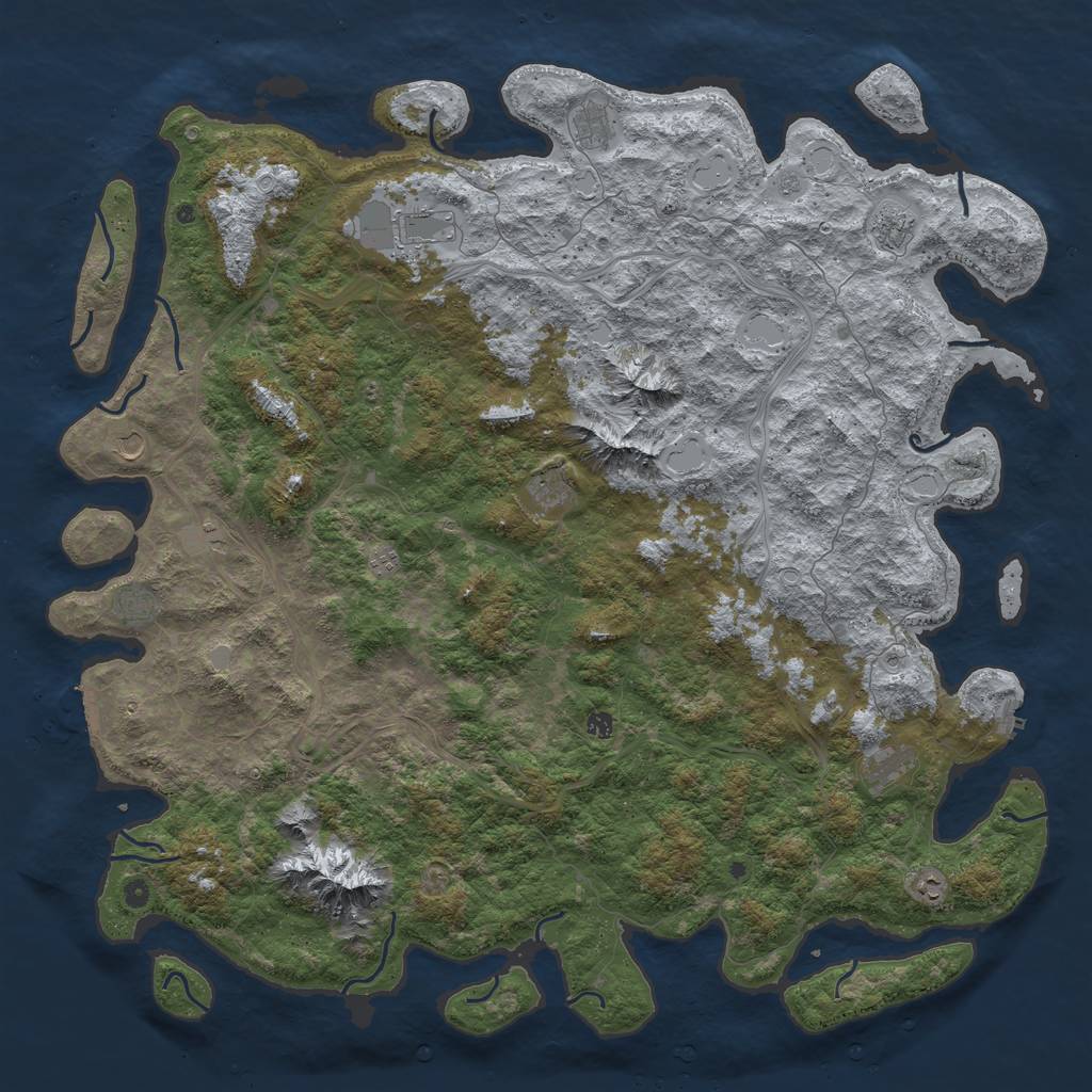 Rust Map: Procedural Map, Size: 6000, Seed: 645124, 20 Monuments