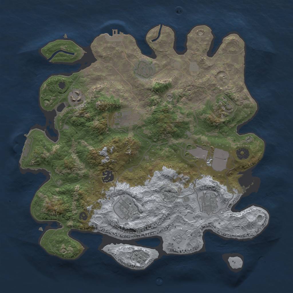 Rust Map: Procedural Map, Size: 3500, Seed: 1991539279, 18 Monuments