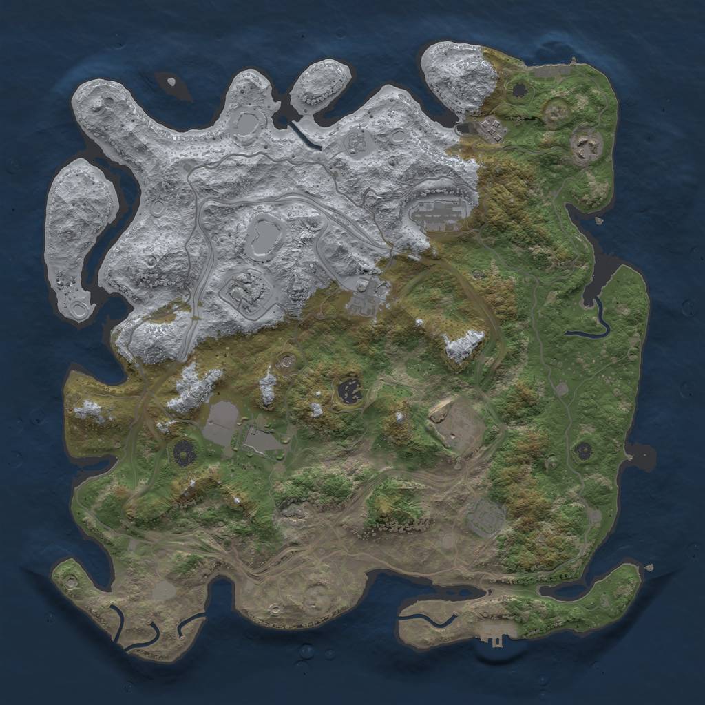 Rust Map: Procedural Map, Size: 4250, Seed: 634878813, 18 Monuments