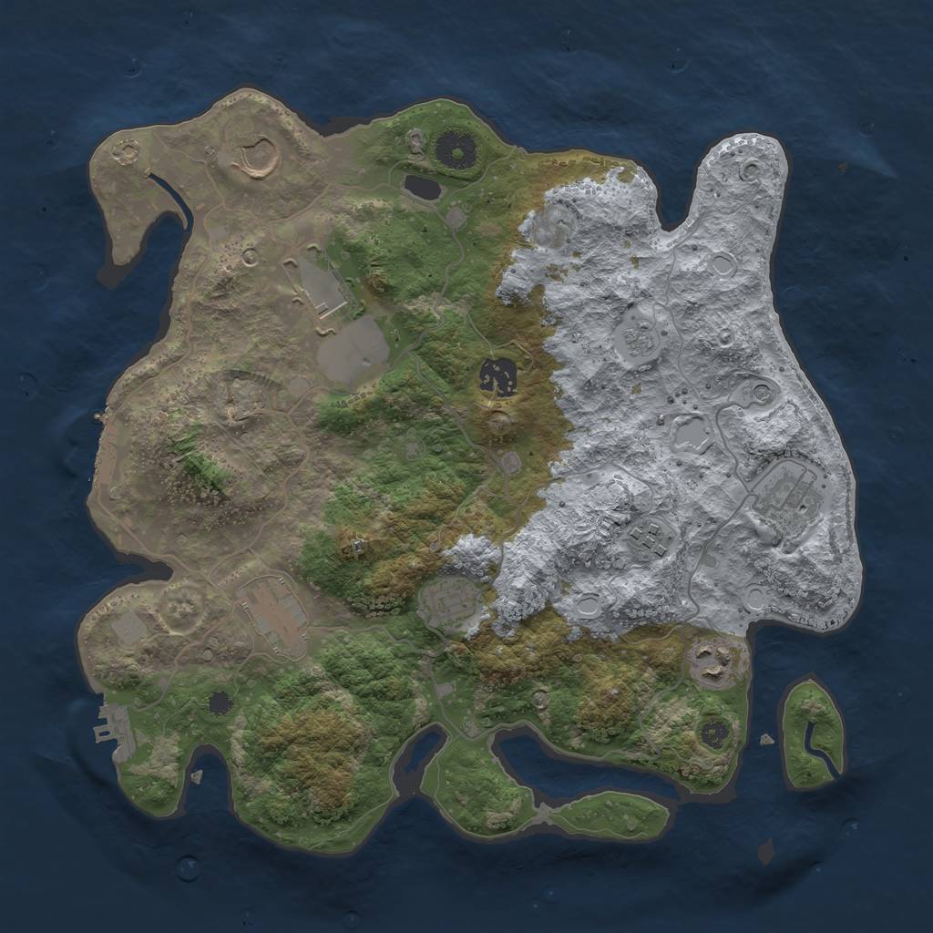 Rust Map: Procedural Map, Size: 3500, Seed: 1502107955, 17 Monuments