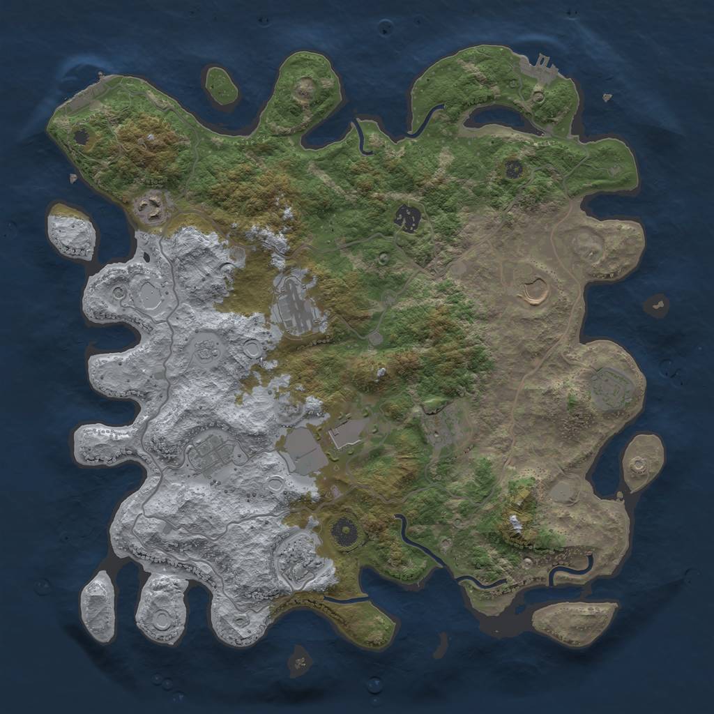 Rust Map: Procedural Map, Size: 4000, Seed: 1959668892, 18 Monuments