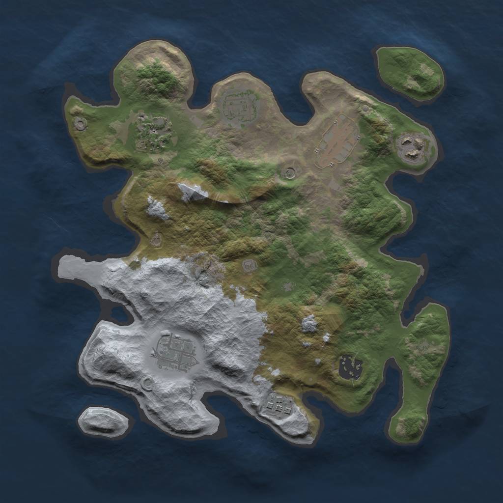 Rust Map: Barren, Size: 3000, Seed: 468927963, 10 Monuments