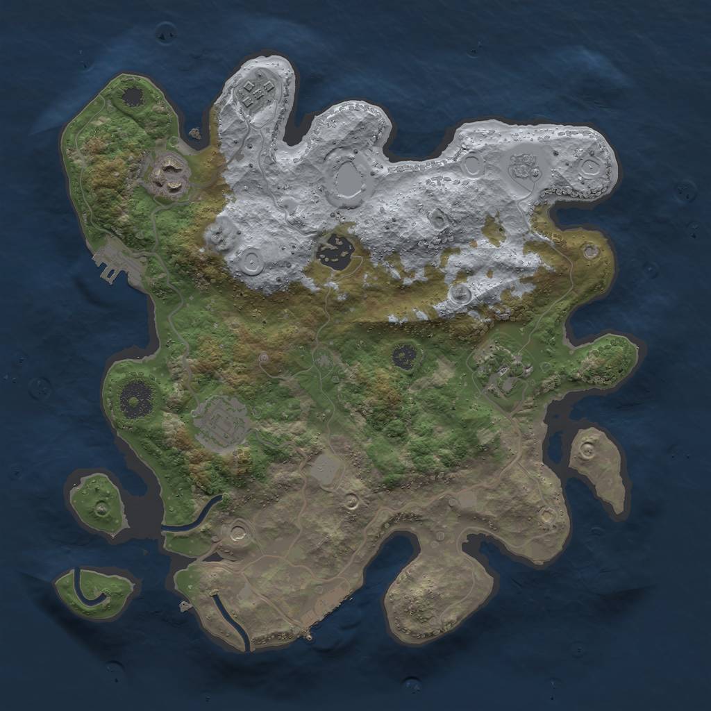 Rust Map: Procedural Map, Size: 3000, Seed: 1912503618, 14 Monuments