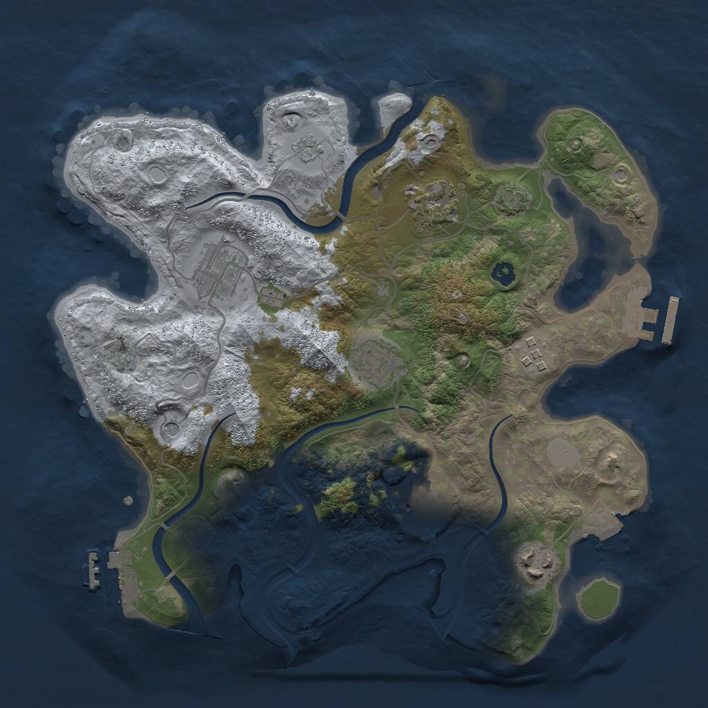 Rust Map: Procedural Map, Size: 3000, Seed: 101823411, 12 Monuments