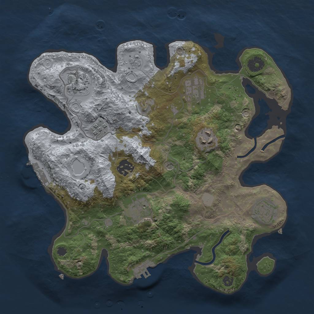 Rust Map: Procedural Map, Size: 3000, Seed: 101823411, 16 Monuments
