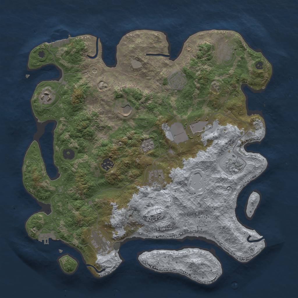 Rust Map: Procedural Map, Size: 3800, Seed: 5221966, 19 Monuments