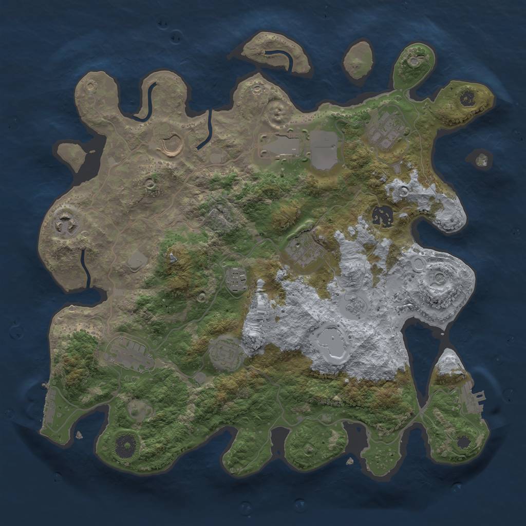 Rust Map: Procedural Map, Size: 3500, Seed: 1479928838, 18 Monuments
